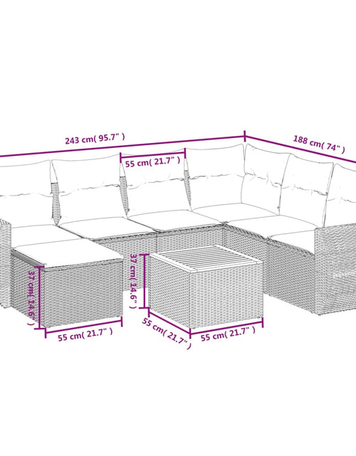 Încărcați imaginea în vizualizatorul Galerie, Set canapele de grădină cu perne, 8 piese, gri, poliratan - Lando
