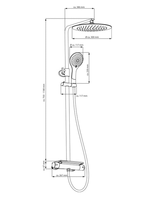 Încărcați imaginea în vizualizatorul Galerie, EISL Set duș deasupra capului/mixer termostatic „GRANDE VITA” alb crom Lando - Lando
