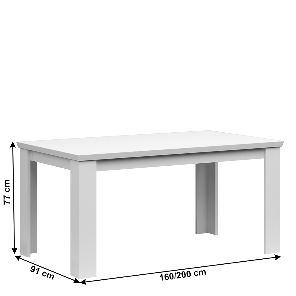 Lando-Masă de luat masa pliabilă, albă, 160-200x91 cm, ARYAN- mobila