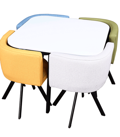 Încărcați imaginea în vizualizatorul Galerie, Lando-Set masă cu scaune 1 + 4, alb / mix de culori, BEVIS- mobila
