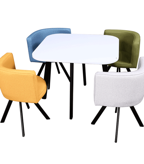 Încărcați imaginea în vizualizatorul Galerie, Lando-Set masă cu scaune 1 + 4, alb / mix de culori, BEVIS- mobila
