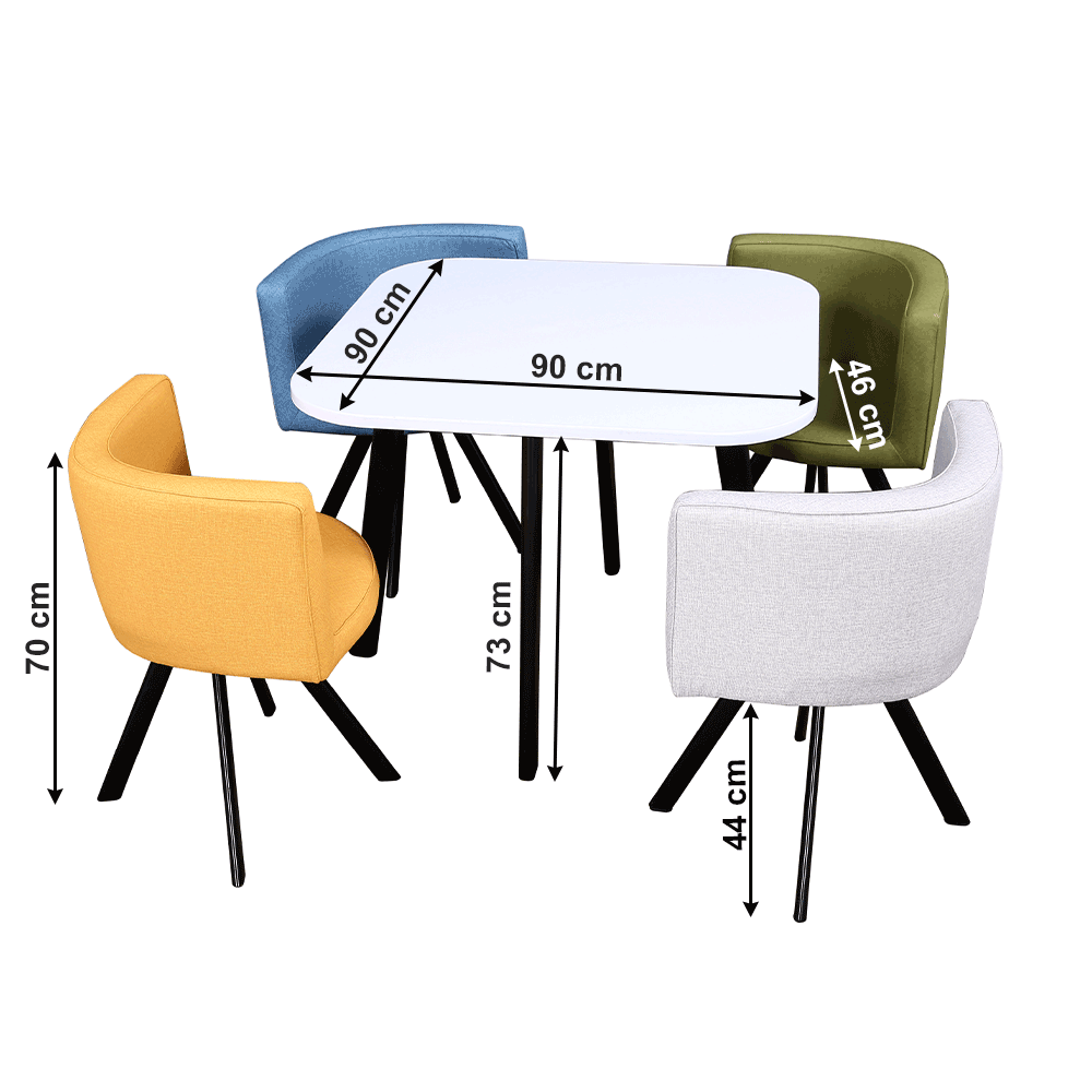 Lando-Set masă cu scaune 1 + 4, alb / mix de culori, BEVIS- mobila