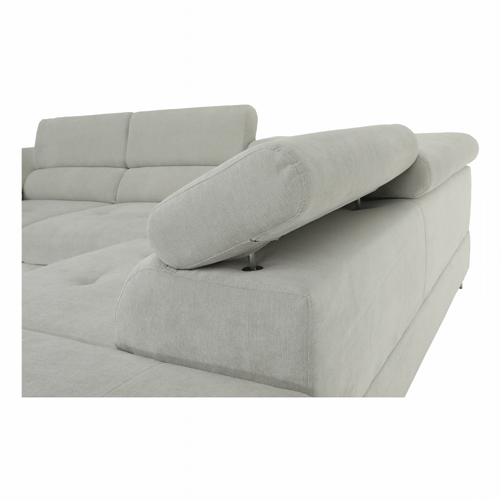 Lando-Colţar, material textil gri deschis, model dreapta, BUTON P- lando.md