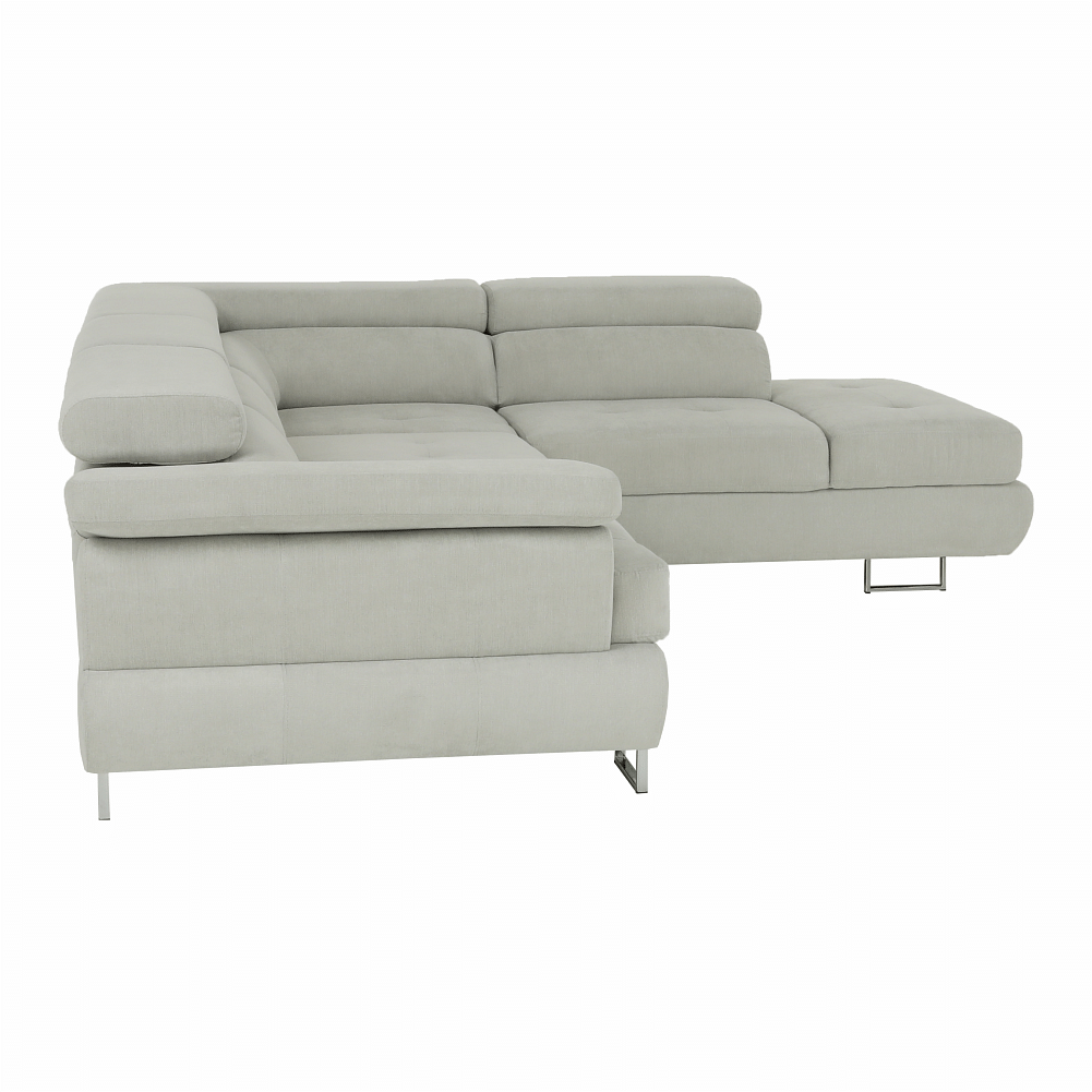 Lando-Colţar, material textil gri deschis, model dreapta, BUTON P- lando.md