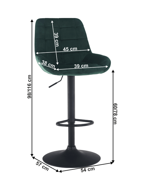 Загрузите изображение в средство просмотра галереи, Scaun de bar, material textil Velvet verde închis, CHIRO NEW Lando - Lando
