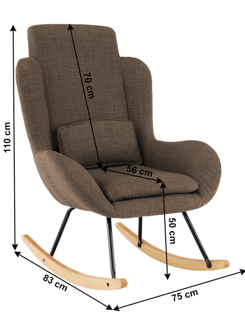 Загрузите изображение в средство просмотра галереи, Fotoliu balansoar, material textil maro deschis/lemn, HARPER Lando - Lando
