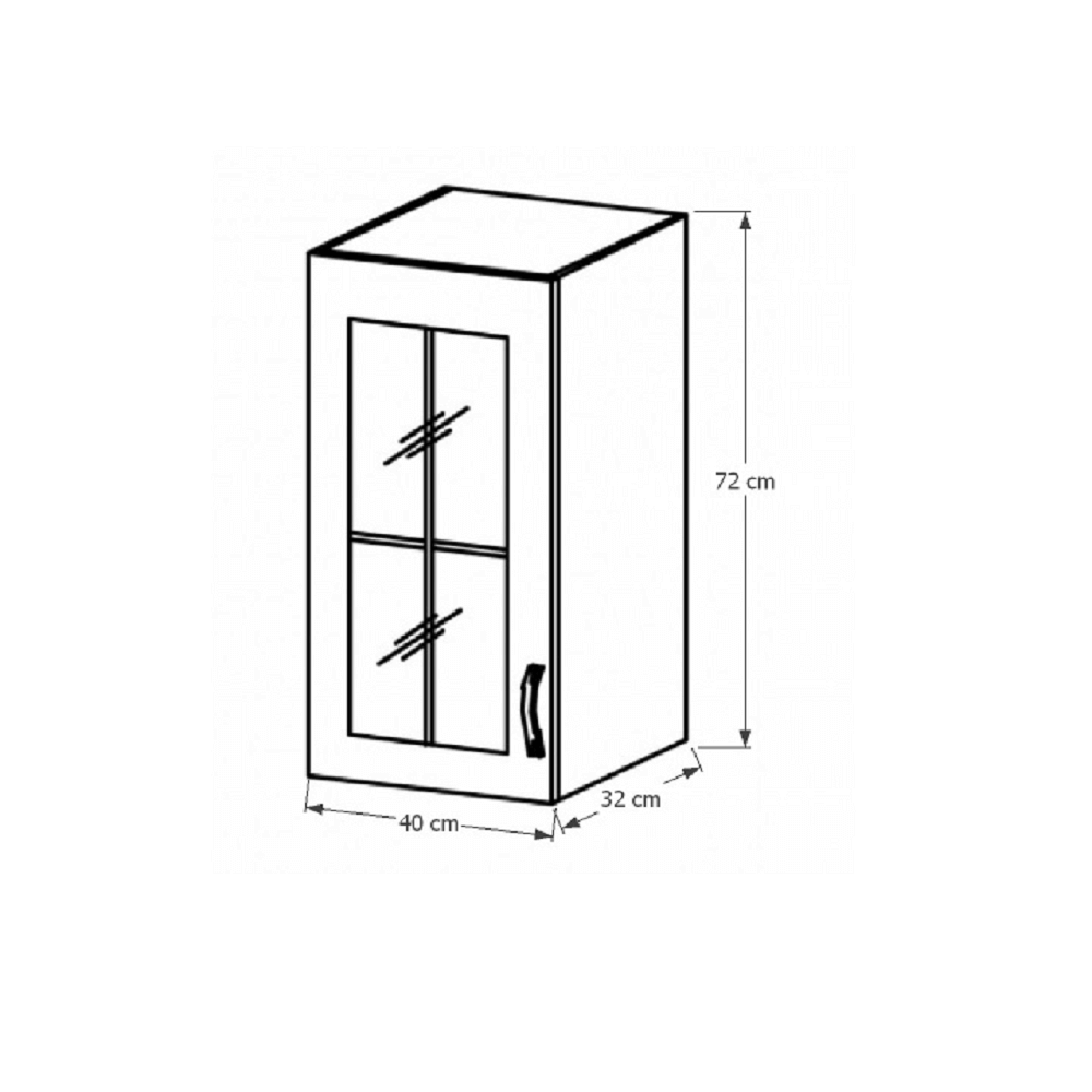 Cabinet superior G40S cu sticlă, stânga, nuc Milano, SICILIA Lando - Lando