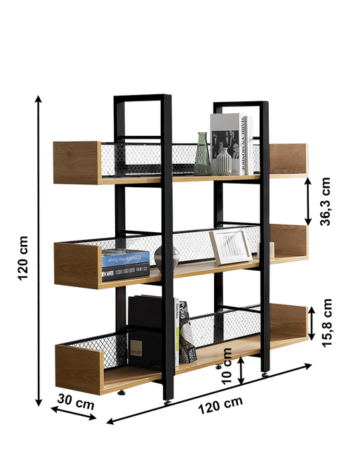 Загрузите изображение в средство просмотра галереи, Raft cu 3 poliţe, negru / salcâm, KILIS TIP 1 Lando - Lando
