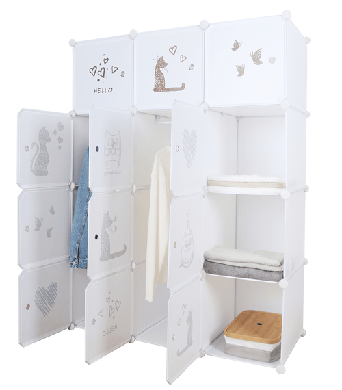 Încărcați imaginea în vizualizatorul Galerie, Lando-Dulap modular pentru copii, model alb / maro pentru copii, KITARO- lando.md
