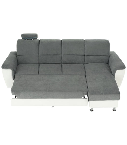 Încărcați imaginea în vizualizatorul Galerie, Lando-Colţar mic, piele ecologică alb/material textil gri, model dreapta, SA- lando.md
