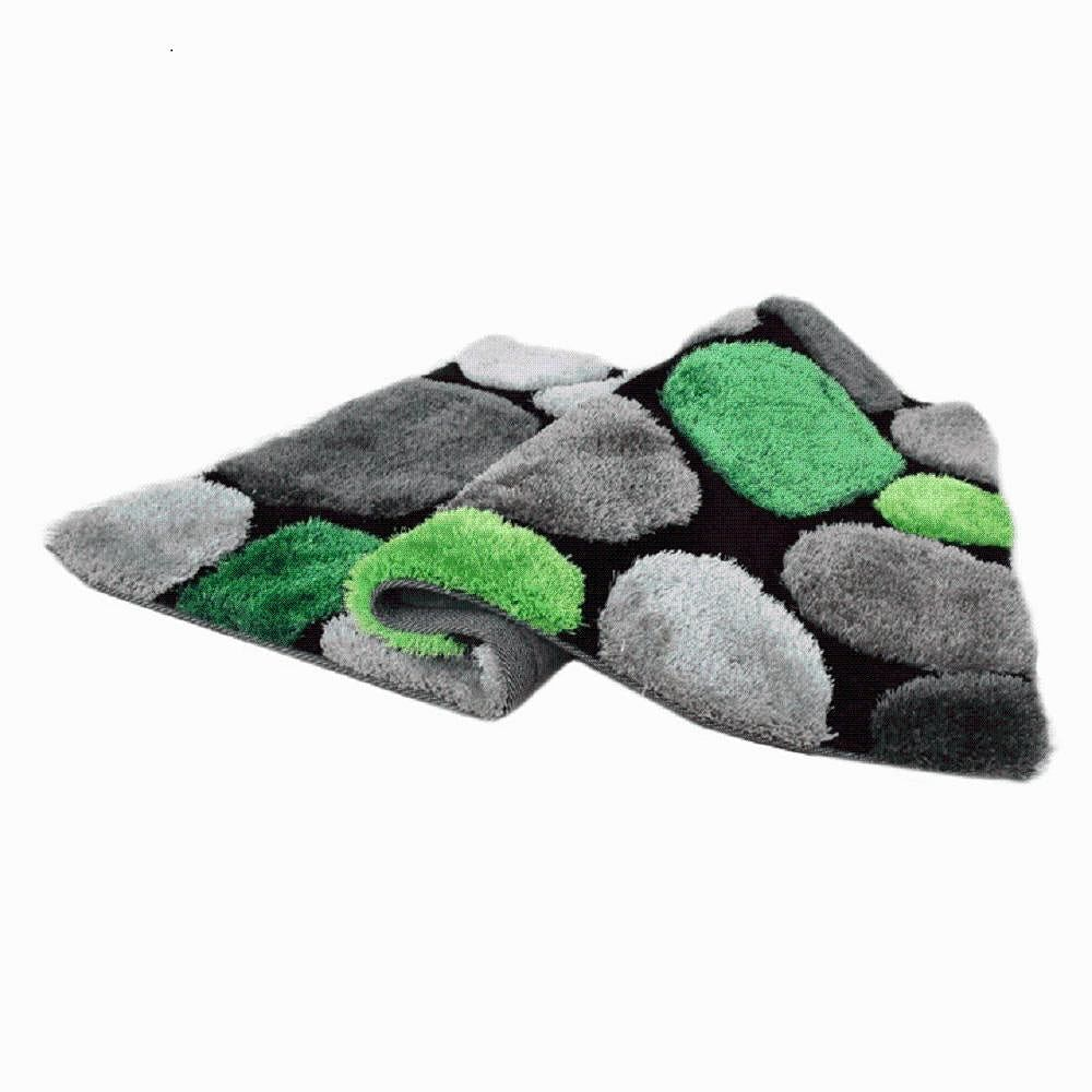 Ковер Lando-Carpet 120x180 см, зеленый/серый/черный, PEBBLE TYP 1- мебельный