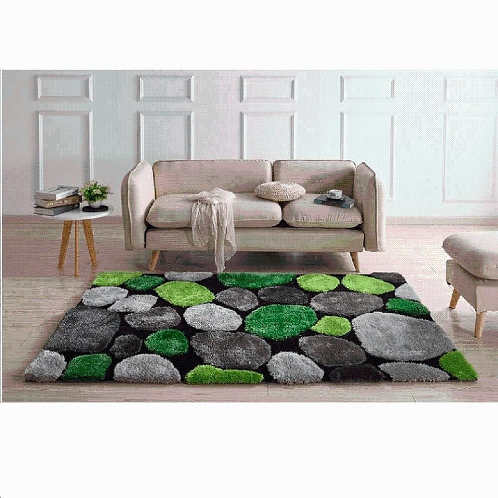 Ковер Lando-Carpet 120x180 см, зеленый/серый/черный, PEBBLE TYP 1- мебельный