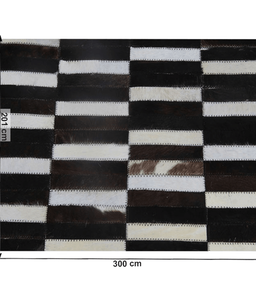 Încărcați imaginea în vizualizatorul Galerie, Lando-Covor de lux din piele, maro/negru/alb, patchwork, 201x300, Piele de v- lando.md
