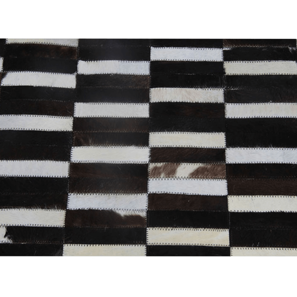 Lando-Covor de lux din piele, maro/negru/alb, patchwork, 69x140, PIELE DE VI- mobila