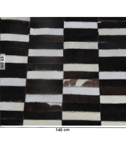 Încărcați imaginea în vizualizatorul Galerie, Lando-Covor de lux din piele, maro/negru/alb, patchwork, 69x140, PIELE DE VI- mobila
