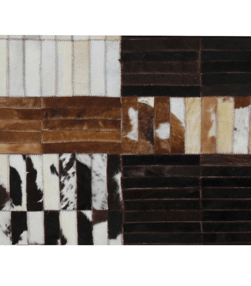 Încărcați imaginea în vizualizatorul Galerie, Lando-Covor de lux din piele, negru/maro/alb, patchwork, 120x180, PIELE DE V- mobila

