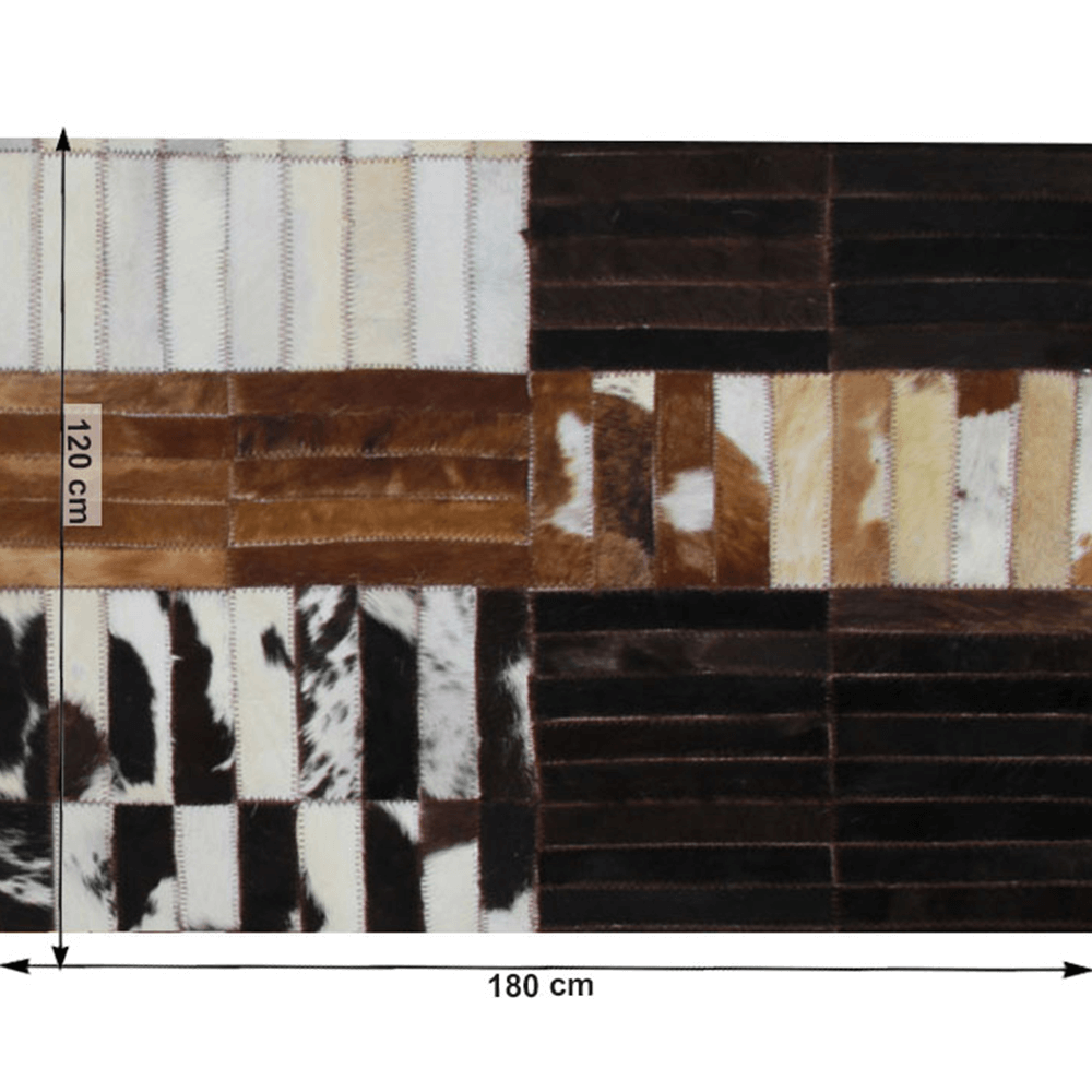 Lando-Covor de lux din piele, negru/maro/alb, patchwork, 120x180, PIELE DE V- mobila