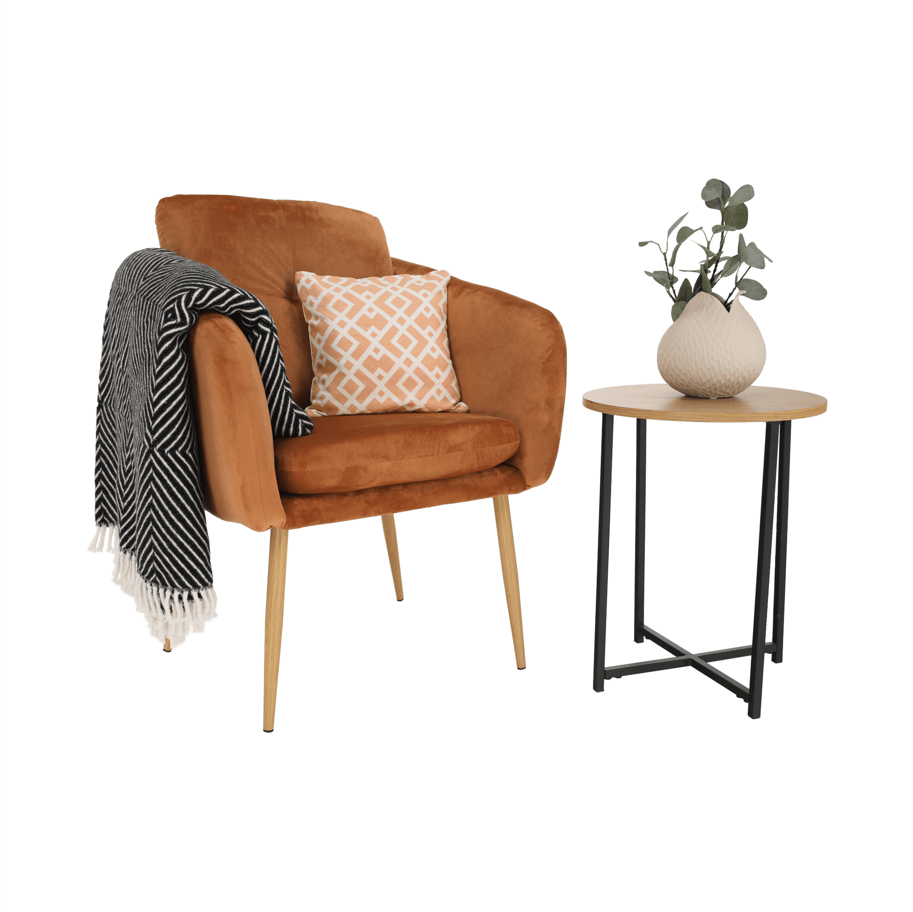 Lando-Fotoliu design, ţesătură din catifea teracota, AVETA- lando.md