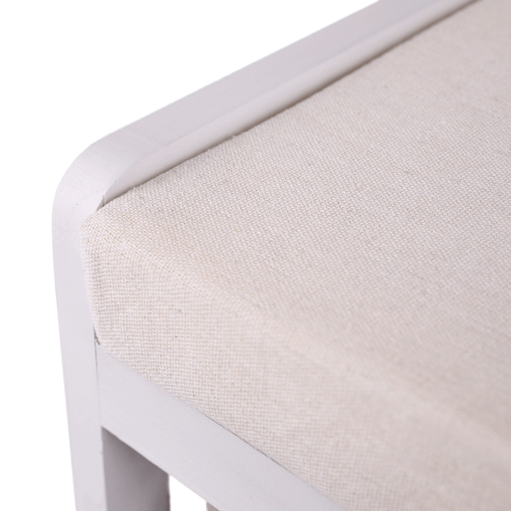 Ландо-скамейка с плетеной корзиной и подушкой, античный белый, RUBY1- lando.md