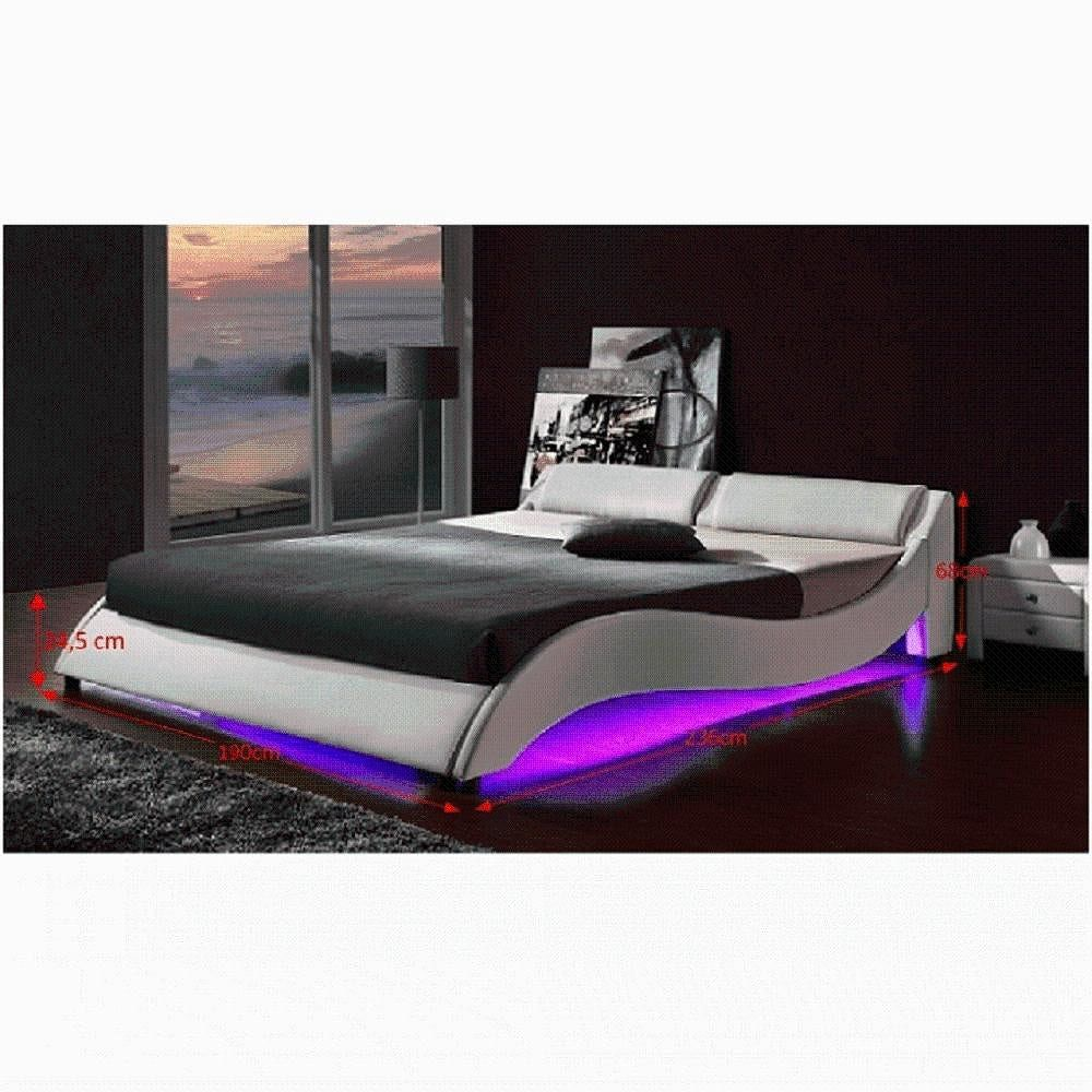 Lando-Pat с подсветкой RGB LED, белая экокожа, 160x200, PASCALE-мебель