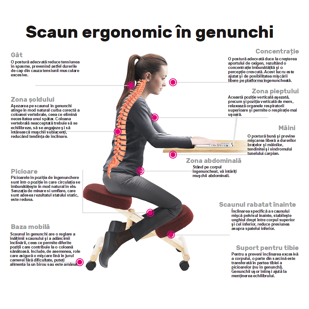 Lando-Ergonomic коленный стул, черный/бук, GROCO-lando.md