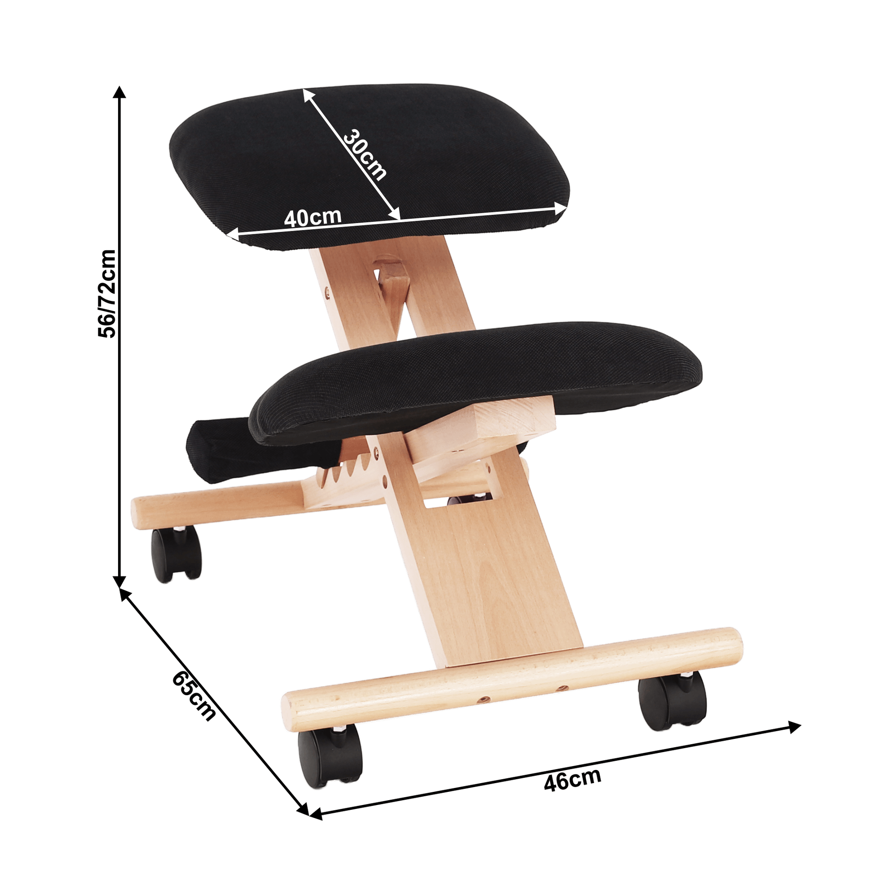 Lando-Ergonomic коленный стул, черный/бук, GROCO-lando.md