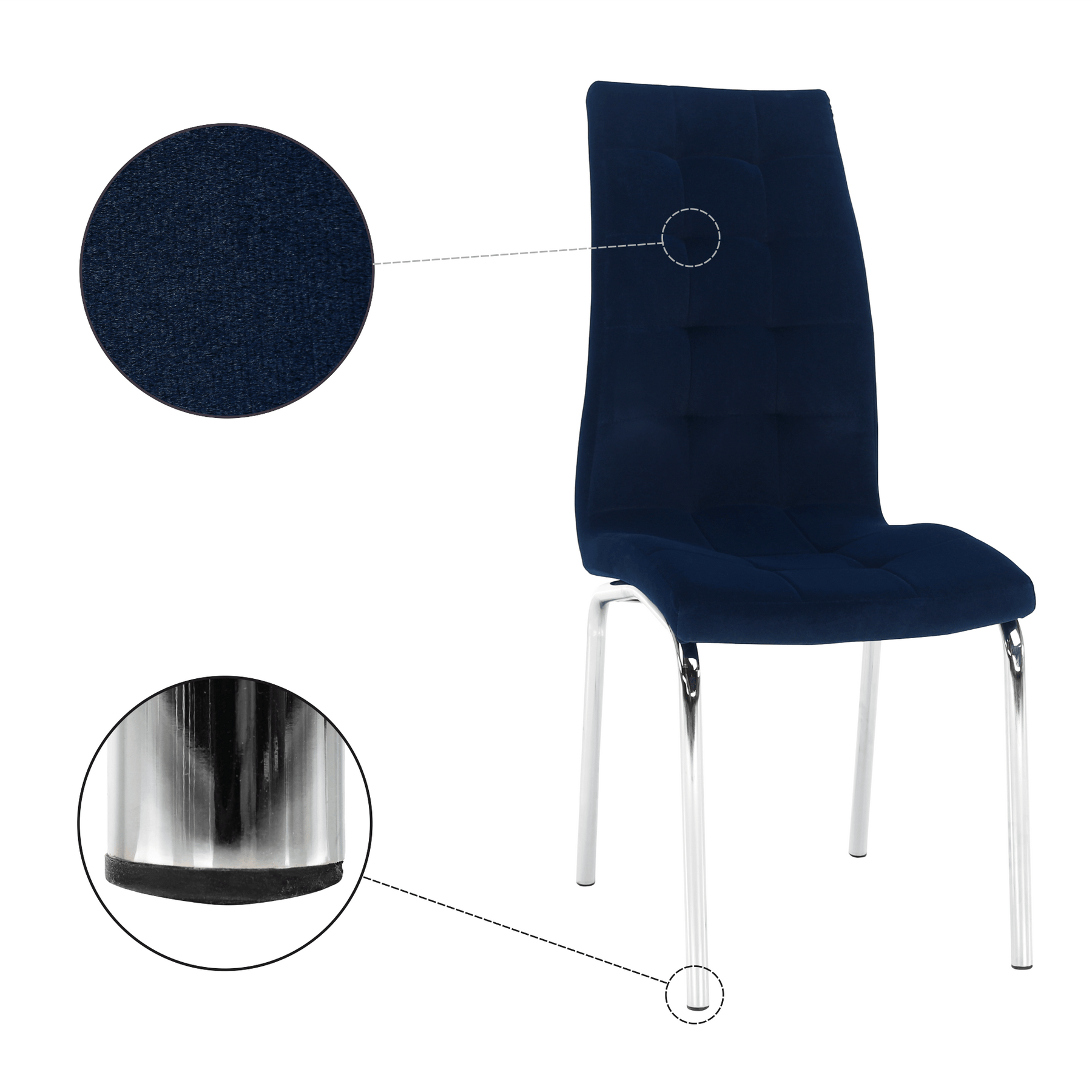 Lando-Table стул, синий бархат/хром, GERDA NEW- lando.md