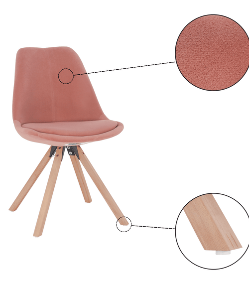 Загрузить изображение в Галерею просмотра, Lando-Chair, ткань розовый бархат/бук, SABRA-lando.md