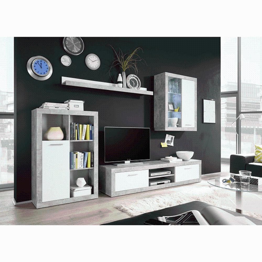 Lando-Mobilier de living, alb/ciment, KLARK- lando.md