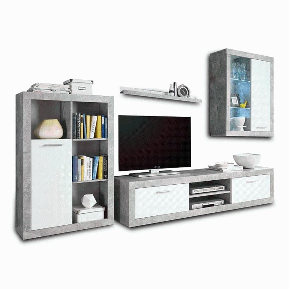 Lando-Mobilier de living, alb/ciment, KLARK- lando.md