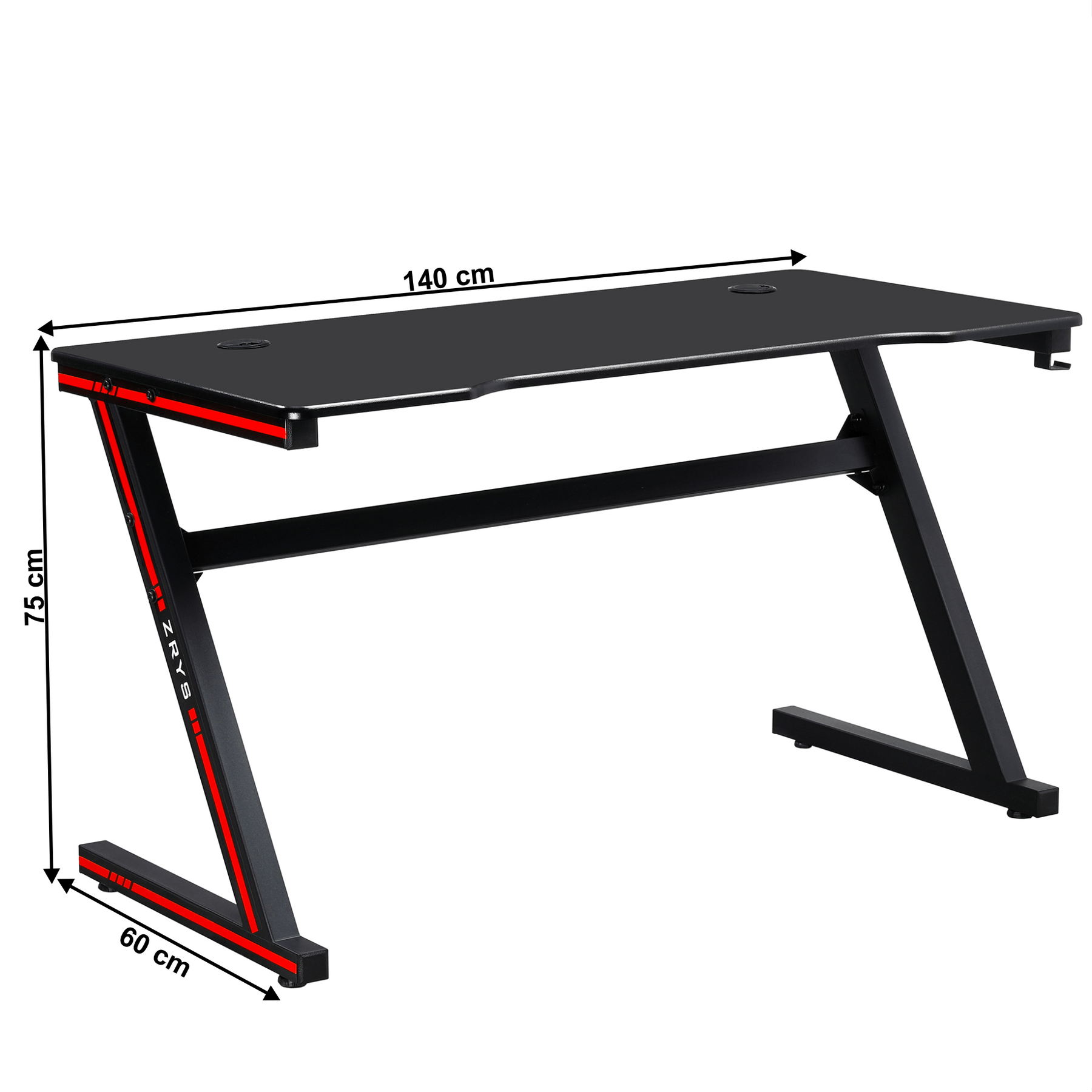 Masă de joc / masă pentru computer, neagră / roşie, MACKENZIE 140cm Lando