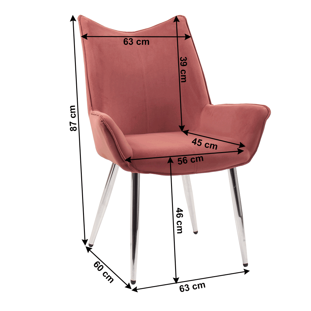 Lando-Scaun de masă, ţesătură de catifea roz / crom, MAIRIN TIP 2- mobila