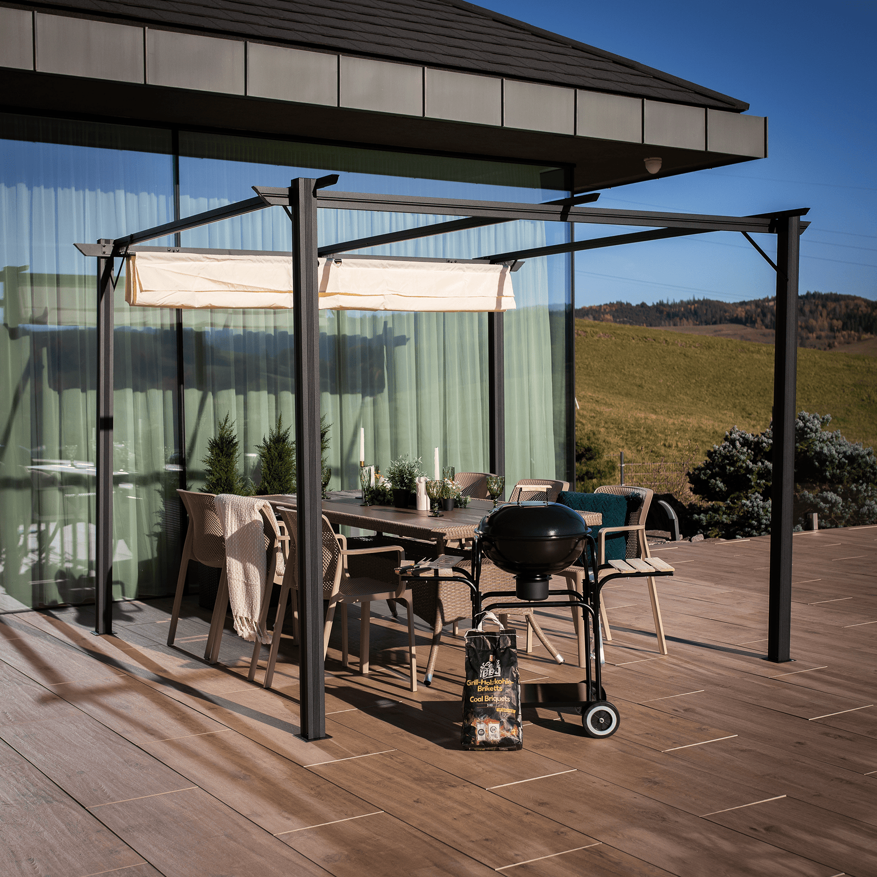 Pergola cu acoperiş glisant, aluminiu, PEPY BASIC Lando