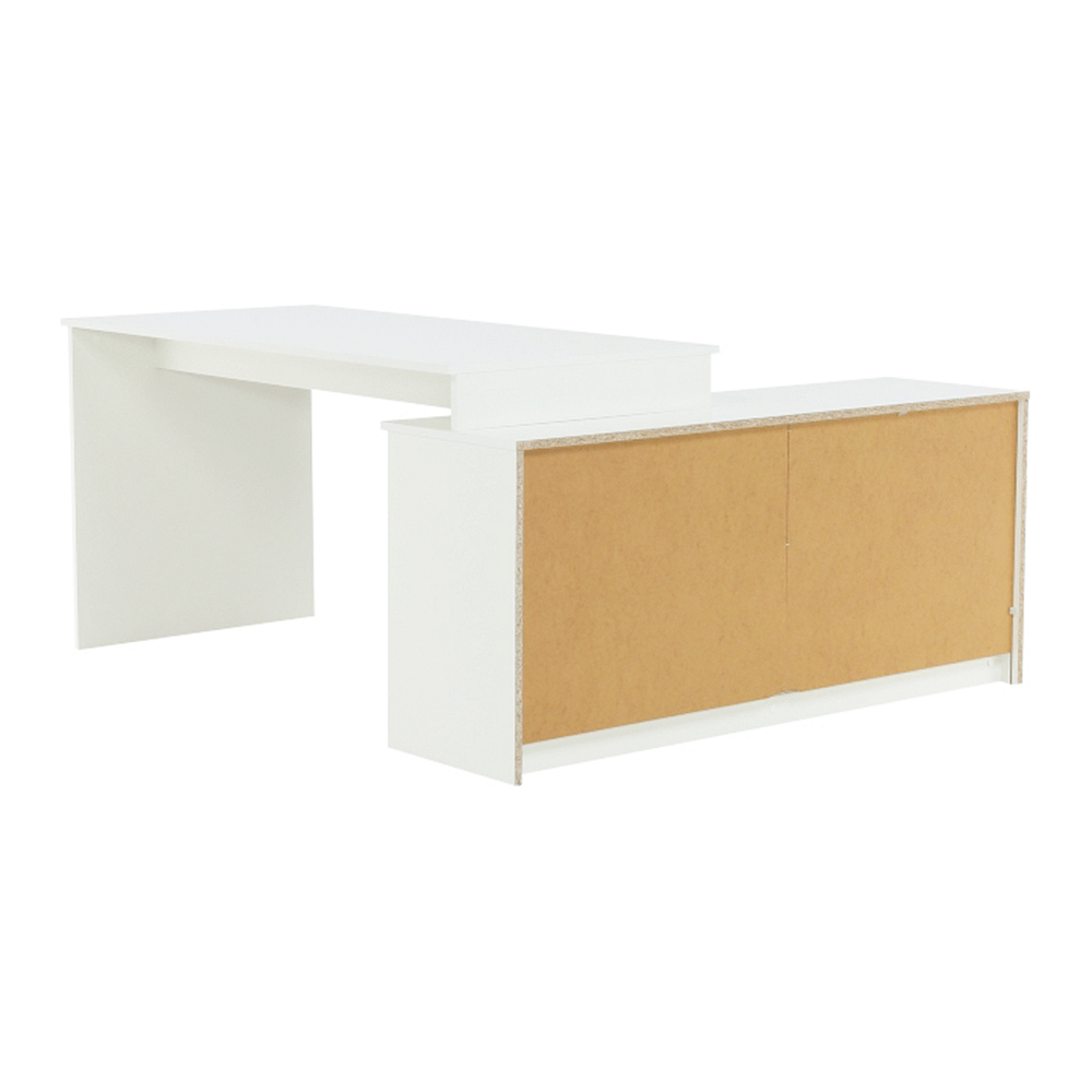 Lando-Masă PC de colţ, alb/beton, BENTOS- mobila