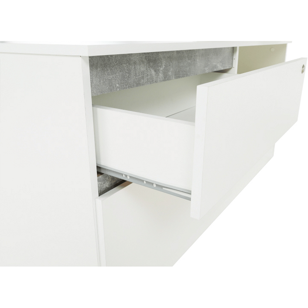Lando-Masă PC de colţ, alb/beton, BENTOS- mobila