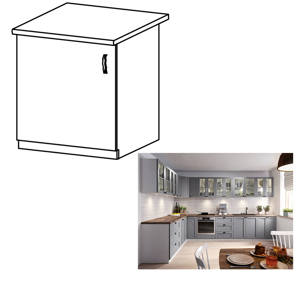 Cabinet inferior, gri mat/alb, model universal, LAYLA D601F Lando - Lando