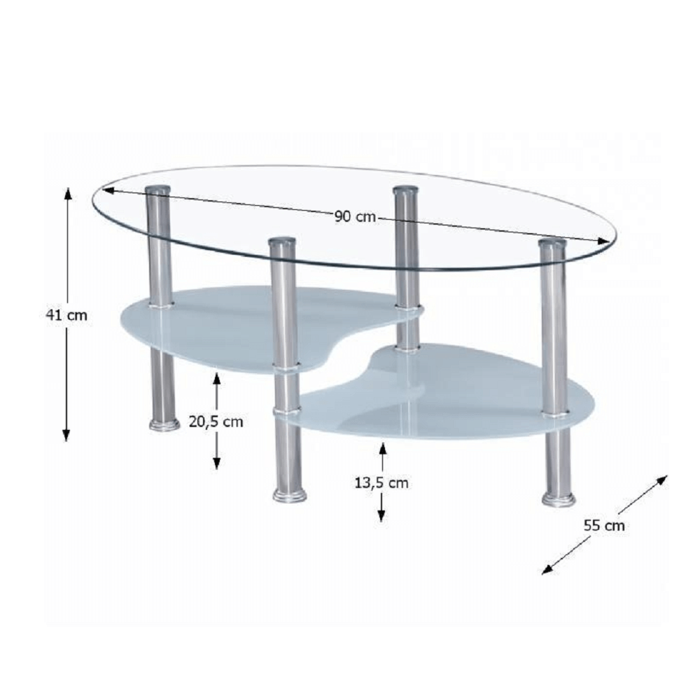 Măsuţă de cafea, oţel/sticlă transparentă/sticlă de culoarea laptelui, WAVE NEW Lando - Lando