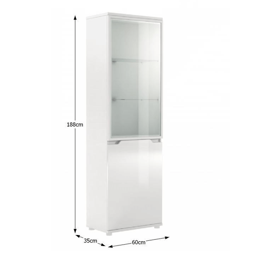 Lando-Vitrină cu iluminare cu LED, alb/alb cu extra luciu HG, ADONIS AS 10- mobila